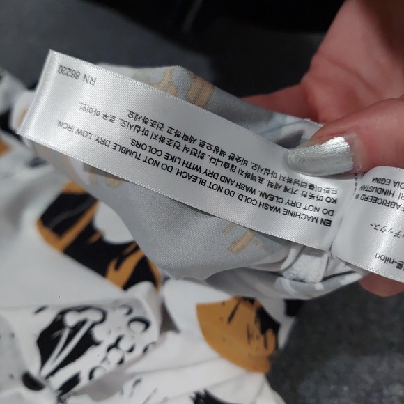 Porter & Ash Shirt Mens Large White Black Kinetic Stretch Abstract Button Front - Picture 8 of 9